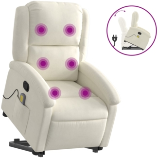 vidaXL Massagesessel mit Aufstehhilfe Creme Samt 3204320