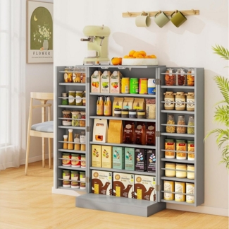 KOMFOTTEU Mehrzweckschrank Küchenschrank Vorratschrank mit Türablagen & 6 verstellbaren Einlegeböden, weiß