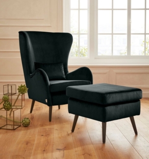 Guido Maria Kretschmer Home&Living Sessel Sallito, TV-Sessel, Ohrensessel mit, Hocker, in vielen Bezugsqualitäten, auch in Samtcord
