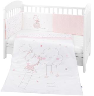 Kikkaboo Bettwäsche 4-teilig Decke 135x95 cm, Bezug, Nestchen Bett 140x70 cm rosa