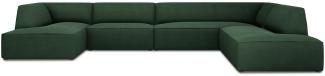 Micadoni 7-Sitzer Panorama Ecke rechts Sofa Ruby | Bezug Green | Beinfarbe Black Plastic