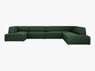 Micadoni Panorama-Ecksofa Ruby 7-Sitzer Rechts Strukturierter Stoff Ottawa Grün