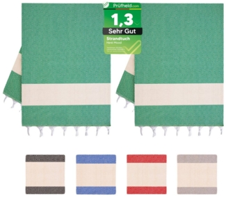 herémood Saunatuch XXL Hamamtuch 100x180 cm – Leichtes Saunatuch aus 100% Baumwolle, (schnelltrocknend & saugstark, Sehr Gut getestet, 1er & 2er-Set, ideal für Strand, Sauna & Wellness – Grün, 2-St)