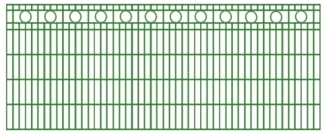 Schmuckzaun / Doppelstabmattenzaun Kreis-Dekor Komplett-Set mit Abdeckleisten / Grün / 201cm hoch / 70m lang