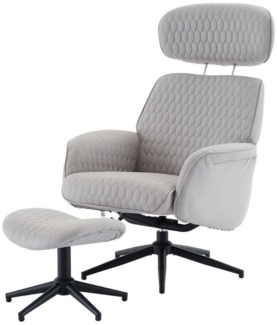 BlingBin Relaxsessel Grauer verstellbarer Relaxsessel 360°-Drehsessel mit Fußhocker (1er Set, 2-St, Relaxsessel mit Fußhocker), Neigungsverstellbar (95-125), Loungesessel,Beistellstuhl, Bürostuhl
