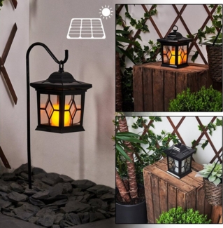 hofstein LED Solarleuchte Garten Terrassen Lampen LED schwarz Solar Aussen Wege Leuchten