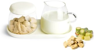 Milchkännchen & Zuckerdose aus Glas und Porzellan Milchgiesser Zuckerspender