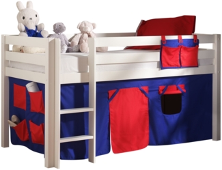 Kinderbett Karolina 210x114x106 Massivholz Weiß Textilset Domino