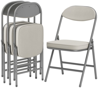 HOMCOM Klappstuhl mit Gepolsteter, Rückenlehne, Stahlrahmen, Polster (4er Set Campingstuhl, 4 St), bis 120 kg belastbar für Gäste, Büro, Camping, Cremeweiß
