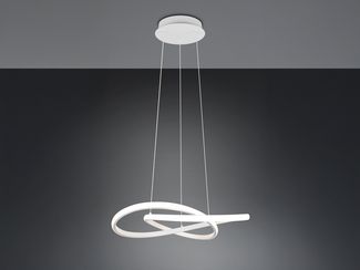 LED Pendelleuchte MANSA Weiß mit Metall Spiralschirm, Neutralweiß 4000K, Ø 50cm