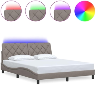 vidaXL Bettgestell mit LED ohne Matratze Taupe 160x200 cm Stoff 3310682