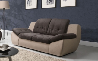Sofa 3-Sitzer PEDRO Polyesterstoff Beige / Braun 205 x 84 x 113 cm