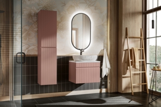 ICONIC ROSE 60 cm großes Badmöbel-Set mit Aufsatzwaschbecken, Hochschrank und Spiegel (60cm), Antike Rose