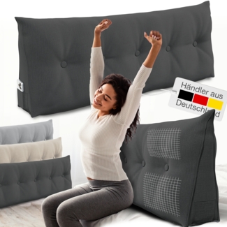 Bett- und Rückenstützkissen >Grau< 140cm