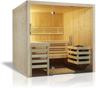 Infraworld Panorama 210 Saunakabine Elementsauna aus Fichte 210 x 210 x 203 cm