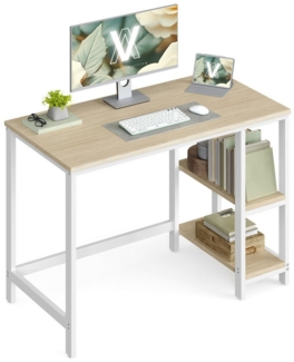 VASAGLE Tisch, Computertisch, Bürotisch, 100 x 50 x 76 cm, moderner Stil, für Arbeitszimmer, Schlafzimmer, Wohnzimmer, naturbeige-perlweiß
