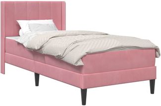 vidaXL Bettrahmen mit Matratze Rosa 90 x 200 cm Samt 3414840