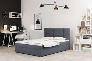 Boxspringbett Schlafzimmerbett FRASCO 140x220cm in Stoff Jasmine Dunkelgrau