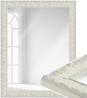 WANDStyle Wandspiegel E033 aus Massivholz in Weiß 62 x 82 cm im Stil Barock