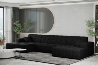 Wohnlandschaft Sofa U-Form NANCY in Stoff Neve Schwarz