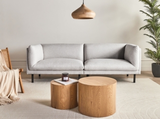 Beliani 'VORGOD' Sofa 3-Sitzer, Stoff hellgrau, 221 x 84 x 76 cm