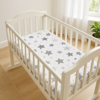 STERNE Spannbettlaken für Wiege, Beistellbett 90 × 40 cm