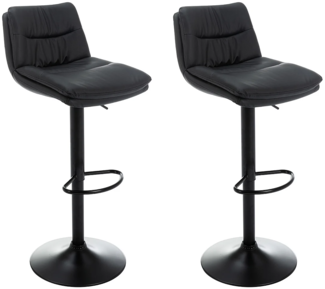 Vente-unique - Barhocker 2er-Set - Kunstleder & Metall - Schwarz - KADERINA