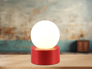 LED Tischleuchte Retro Style mit Touch-Funktion, Glasschirm Weiß, Rot Ø12cm