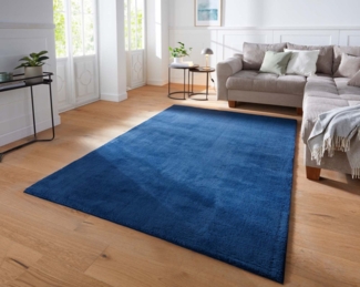 TaraCarpet Teppich Supersoft Kurzflorteppich Fiona Uni, rechteckig, Höhe: 19 mm, waschbar d.blau Wohnzimmer Schlafzimmer Kinderzimmer 120x170 cm