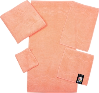 ROSS Waschhandschuh Cashmere feeling, Frottier (6-St), mit Wellen-Bordüre