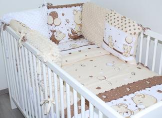 Primawela Bettnestchen Baby Nestchen - 6 Kissen - MINKY und Baumwolle -Umrandung für Babybett