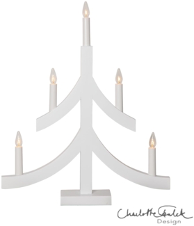 Kerzenleuchter ,Pagod', 5-flammig, Holz, weiß