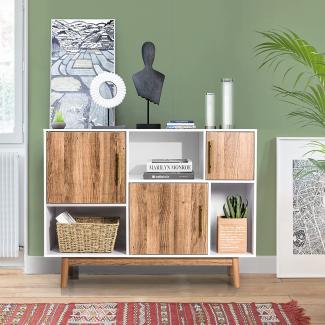 COSTWAY Sideboard Standregal Kommode Schrank Aufbewahrungsschrank, freistehender Holzschrank Bücherschrank Akzentschrank für Wohnzimmer & Schlafzimmer