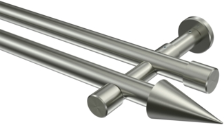 Gardinenstangen-Set Prestige Savio 360 cm (geteilt in 2 x 180 cm), 2-läufig (ohne Ringe), 20 mm Ø Edelstahl-Optik