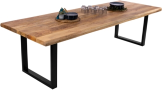 Esstisch Baumkante massiv Mango 280 x 100 U-Gestell schwarz CALI 140107077