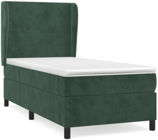 vidaXL Boxspringbett mit Matratze Dunkelgrün 90x190 cm Samt 3129066
