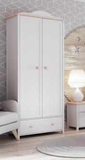 Kleiderschrank Luna Drehtürenschrank 85cm weiß rosa