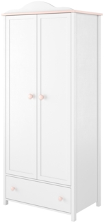 Kleiderschrank Luna Drehtürenschrank 85cm weiß rosa