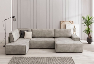 Home affaire Wohnlandschaft SHERWOOD 329 cm, U-Form, Schlafsofa, Schlaffunktion m. Bettkasten (194x139 cm), Cord, Vintage, Samtvelours