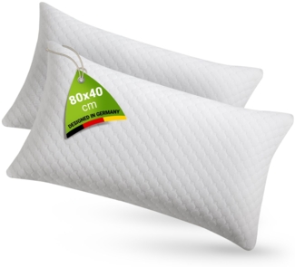 Juskys Kopfkissen 2er Set, Polyester weiß, 40 x 80 cm