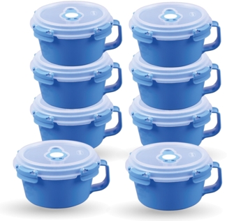 Frischhaltedosen für Lebensmittel ( 0,84 L ) - 8er Pack "Blau" - Vorratsdose luftdicht, Aufbewahrungsbox Meal Prep Box, Frühstücksschale, BPA Frei