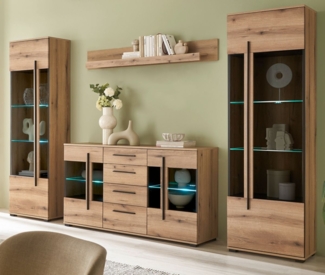 Wohnwand Design-D in Evoke Eiche 4-teilig 290 x 200 cm