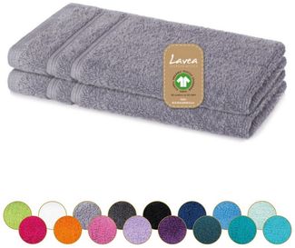 Lavea Gästehandtuch Bali, 30x50cm aus 100% Bio-Baumwolle, einzigartig weiche Gästetücher mit Aufhänger (Set, 2-St), hochwertiges und nachhaltiges Premium Gästetuch – saugstarke Faser