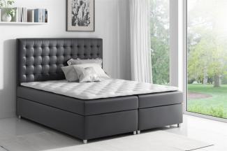 Boxspringbett Schlafzimmerbett CARIN Kunstleder Schwarz 120x200cm