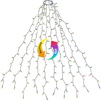 SALCAR 3m Christbaumbeleuchtung mit Ring und 10 Girlanden, 350er LED Überwurf Lichterkette für 210cm bis 350cm Tannenbaum, Weihnachtsbaum Lichterkette für Außen Innen Weihnachtsdeko, Warmweiß & Bunt
