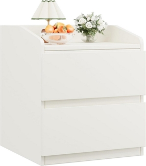 GarveeMore Nachttisch mit 2 Schubladen,Moderner Beistelltisch,60x40x58cm, weiß Beistelltisch,grifffreiem Design für das Wohnzimmer