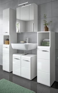 Badmöbel Set Cover in weiß Hochglanz 4-teilig 150 cm