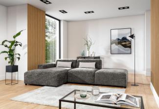 Ecksofa Designersofa ROMY in Stoff Enjoy Me Taupe Ottomane Links