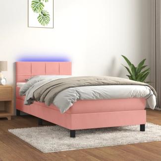 vidaXL Boxspringbett mit Matratze & LED Rosa 90x190 cm Samt 3134380