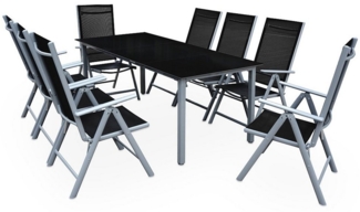 Casaria Garten-Essgruppe Bern, (9-tlg), Aluminium 5mm Sicherheitsglas Stühle Klappbar Verstellbar Wetterfest